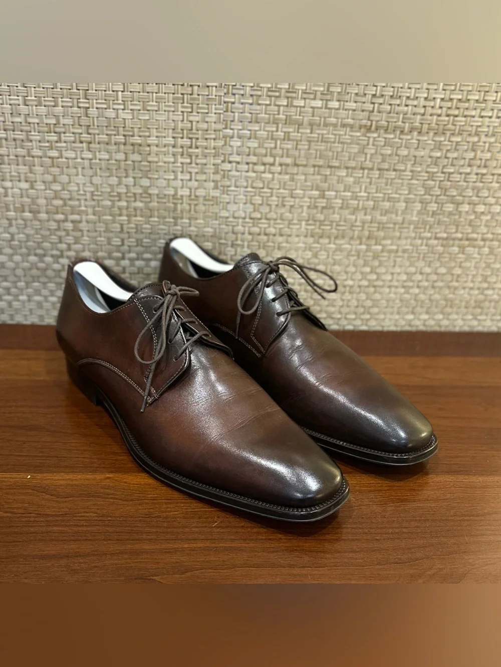 To Boot New York Adam Derrick Brown Leather Plain Toe Derby Dress Shoes Size 9.5